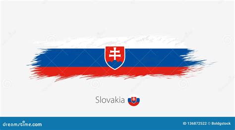 Flag Of Slovakia Grunge Abstract Brush Stroke On Gray Background Stock