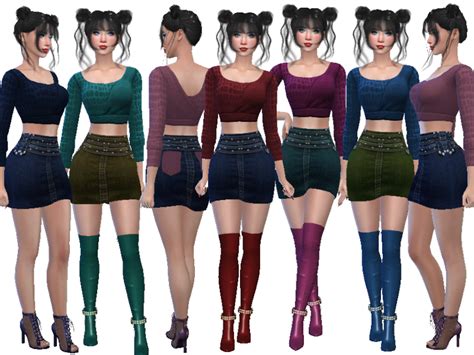 The Sims Resource Denim Skirt And Top