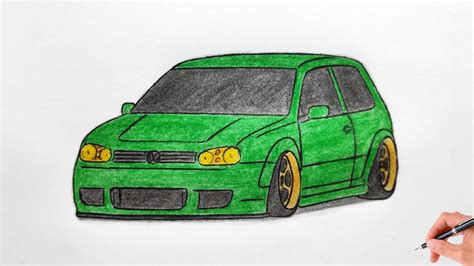 How To Draw A Volkswagen Golf 4 1998 Drawing 3d Car Coloring Vw Golf Mk4 Gti Stance 1999