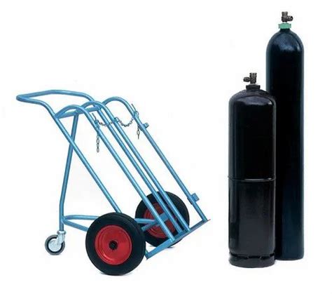 Blue Stainless Steel Double Cylinder Trolley For Industrial At Best