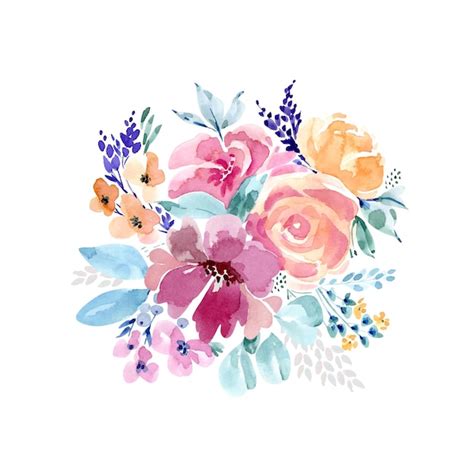 Premium Vector Watercolor Bouquet Of Colorful Roses Hand Painted For