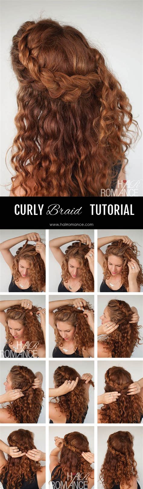 Curly Hair Tutorial The Half Up Braid Hairstyle Hair Romance