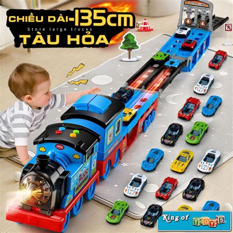 Đồ Chơi Tàu Hỏa Thomas Train Vận Chuyển Xe Hot Wheels Ôtô Cỡ Lớn Biến Hình Đường Đua Tốc Độ Tặng