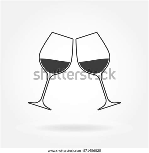 Cheers Icon Two Wine Glasses Vector Stock Vector Royalty Free 571456825