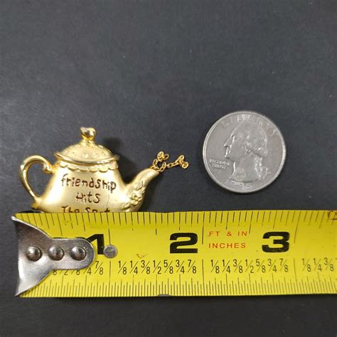 Precious Moments Friendship Hits The Spot Teapot Brooch PMI Pin Gold