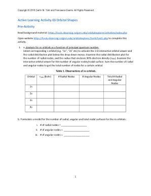 Fillable Online Active Learning Activity Orbital Shapes Pre Activity