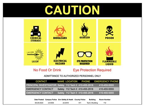 Laboratory Door Signs Environmental Safety And Health Umbc