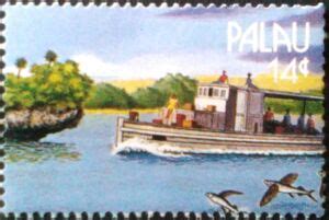 Stamp Inter Island Boat Flying Fish Palau International Stamp