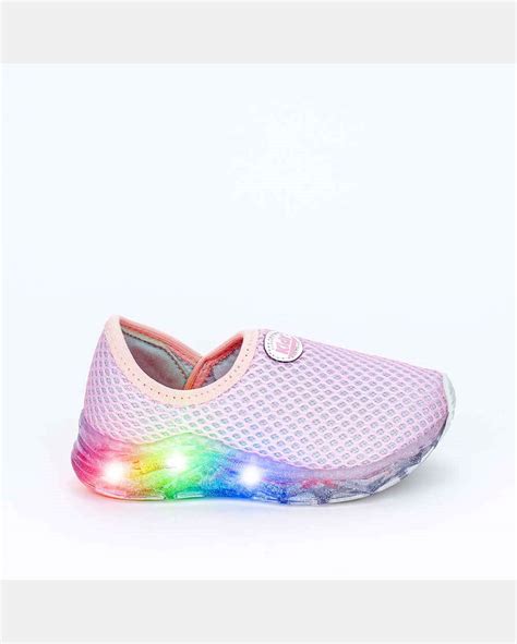 Riachuelo Tênis Infantil Led Feminino Kidy Light Calce Fácil Rosa Nude