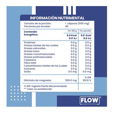 Suplemento Flow Pack De Glicinato De Magnesio Con Capsulas De