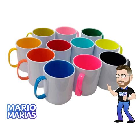 Caneca De Pol Mero Branca Sublim Vel Al A E Interior Colorida Mario