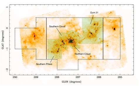 Herschel 500 µm Image Of The Cnc Gum 31 Region The Black Dashed Line Download Scientific