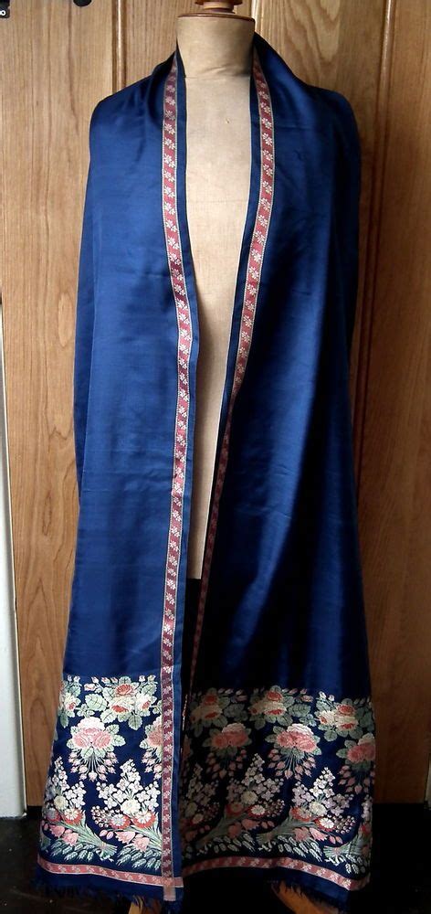 Rare Antique English Woven Silk Spitalfields Silk Stole Shawl C1815 Fashion Regency Fashion