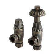 Milano Windsor Brass Traditional Thermostatic Angled Radiator Valves