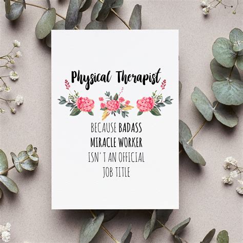 Physical Therapist Card Physical Therapist Graduation T Etsy