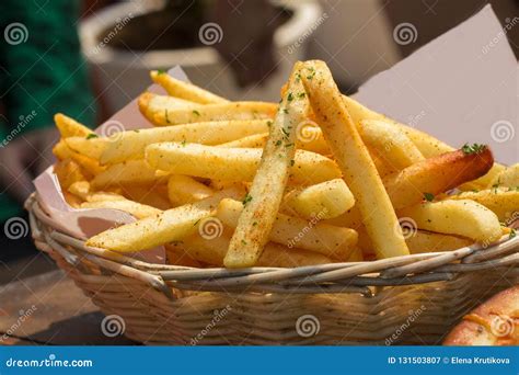 Crispy Tasty French Fries in a Basket Stock Image - Image of calories, delicious: 131503807