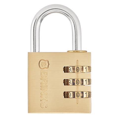 Brinks 40mm Resettable Combination Padlock With 3 Dials Solid Brass