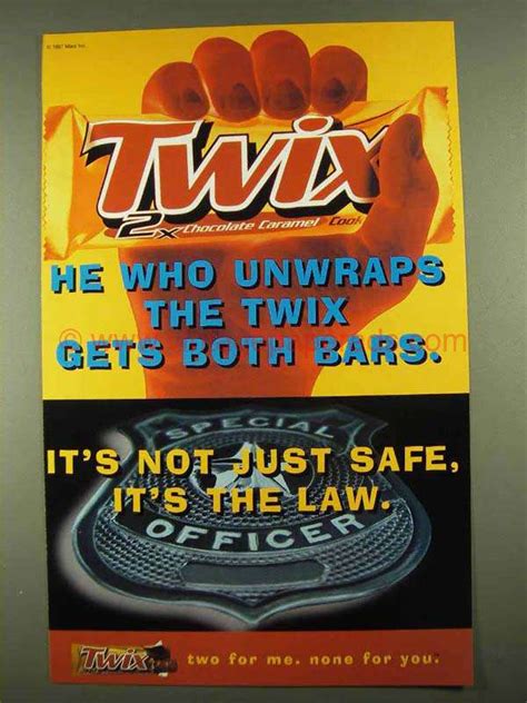 1997 Twix Candy Ad He Who Unwraps Gets Both Bars De1119