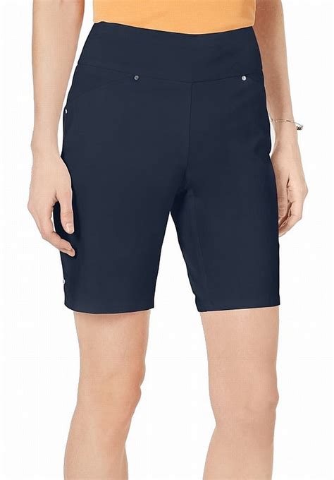 Womens Bermuda Shorts Navy Curvy Fit Mid Rise Pull On Walmart