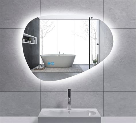 Led Irregular Oval Lighted Mirror 3 Colour Led Dimmable Backlit Bathroom Mirror