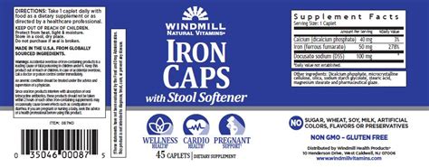 Iron Caps With Stool Softener Windmill Vitamins