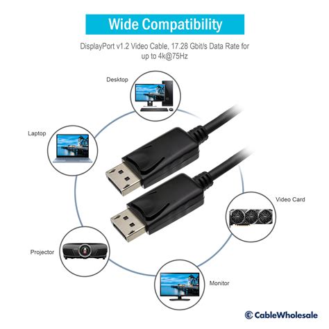 Displayport Cable 4k75hz V12 1728gb 3ft