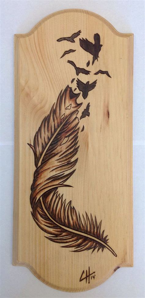 Wood Burned Feather Wood Burning Crafts Wood Burning Patterns