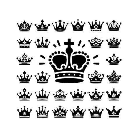 Premium Vector Kings Crown Icon Set Vector Illustration Silhouette Style