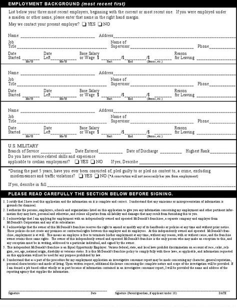 Free Mcdonalds Printable Employment Application Download Free Mcdonalds Printable Employment