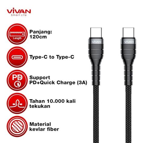 Jual Kabel Data Type C To Type C Quick Charge Data Cable Vivan KPD 100S