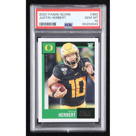 Justin Herbert 2020 Score #362 RC (PSA 10) | Pristine Auction