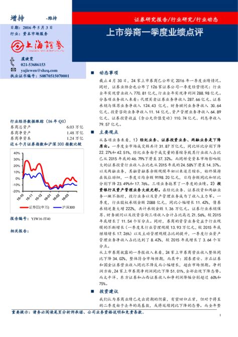 非银行金融行业：上市券商一季度业绩点评