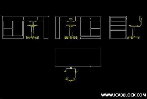 Desk Cad Block In Dwg Collection Icadblock