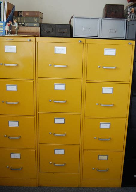 Vintage Bright Yellow Metal Steelcase File Cabinet By Msmenimo