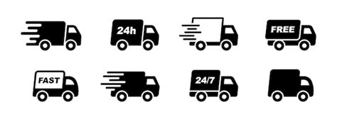 Premium Vector Delivery Truck Icon Set Express Delivery Trucks Icons