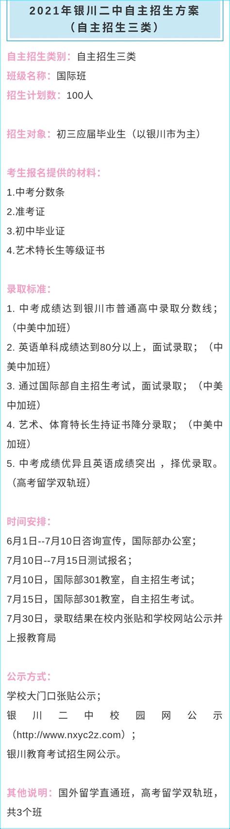 银川多所高中公布2021年自主招生方案，速看！腾讯新闻