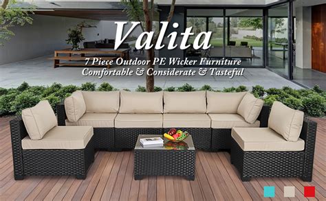 Amazon Valita Piece Outdoor Pe Wicker Furniture Set Patio Black