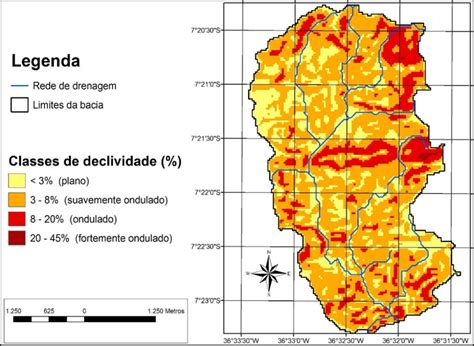 Mapa De Declividade Da Microbacia Hidrogr Fica Do Riacho Namorado S O