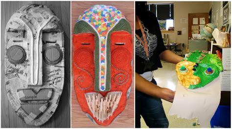 african masks from recycled materials: cardboard construction lesson ...