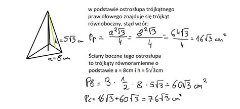 Oblicz Pole Powierzchni Ca Kowitej Ostros Upa Prawid Owego Tr Jk Tnego