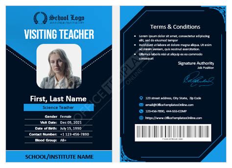 15 Free Teacher Id Card Designs And Templates For Ms Word