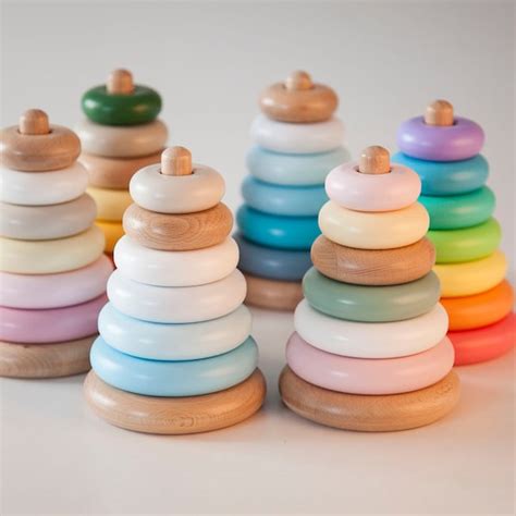 Wooden Sorting And Stacking Toys Etsy