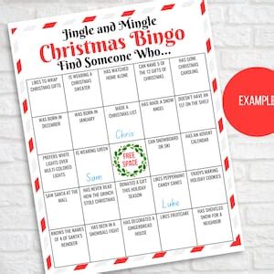 Christmas Bingo Christmas Get To Know You Bingo Find Someone Who