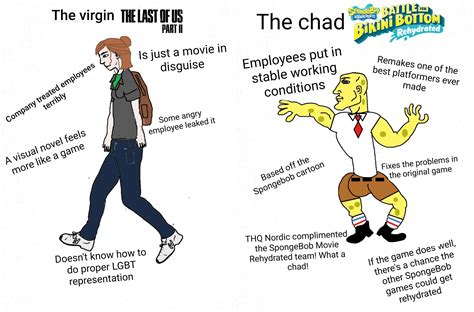 The Virgin Last Of Us Part Ii V The Chad Spongebob Battle For Bikini