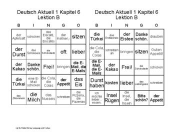 Deutsch Aktuell Level 1 Kapitel 6 Lektion A Wie Schmeckt S BINGO German