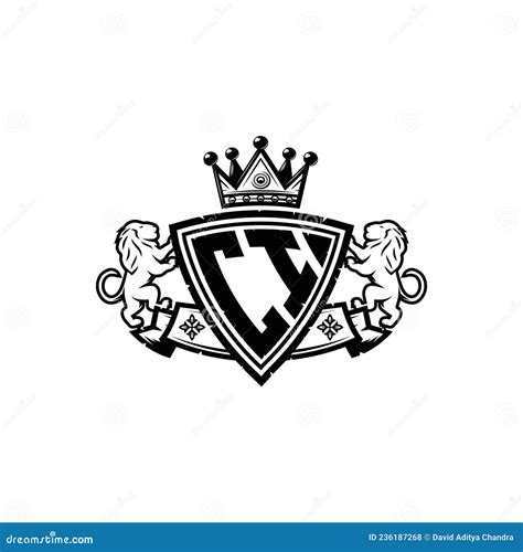 CI Logo Monogram Shield Crown Luxury Design Stock Vector Illustration