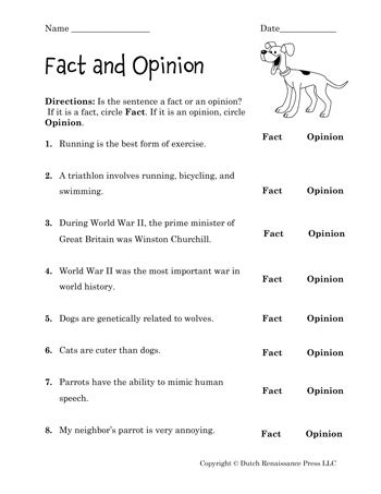 Fact Or Opinion Worksheet Answers Sports Fact And Opinion Worksheet