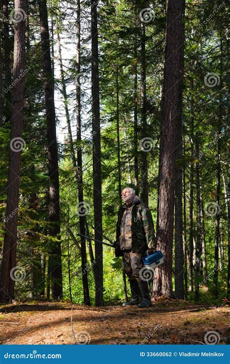 Mature Man In Forest Stock Photo Image Of Outside Elderly