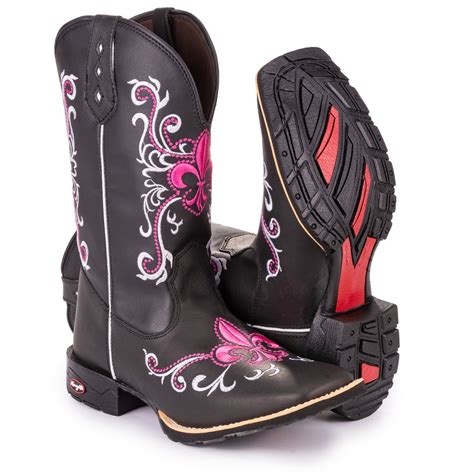 Bota Botina Texana Feminina Country Bico Quadrado Em Couro Dudalina