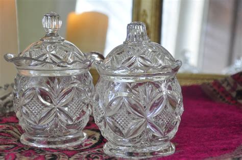 Vintage Cut Glass Sugar Creamer Set Etsy